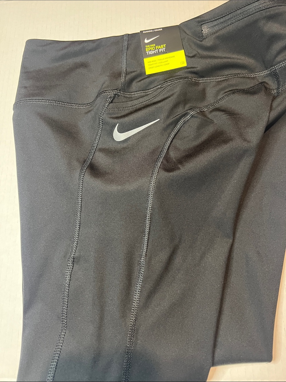 Nike womens Black Performance Tight Leggings with Reflective Swoosh size M